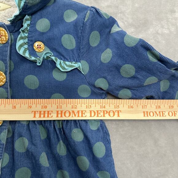 Matilda Jane Polka Dot Corduroy Pea Coat Blue Sherpa Lined Ruffles Girls Size 6 - Picture 16 of 16